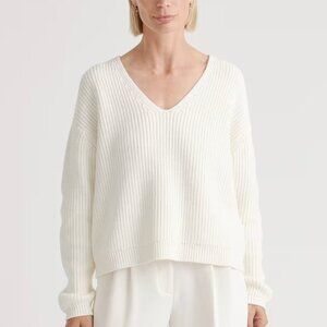 Quince 100% Organic Cotton Fisherman V-Neck Sweater